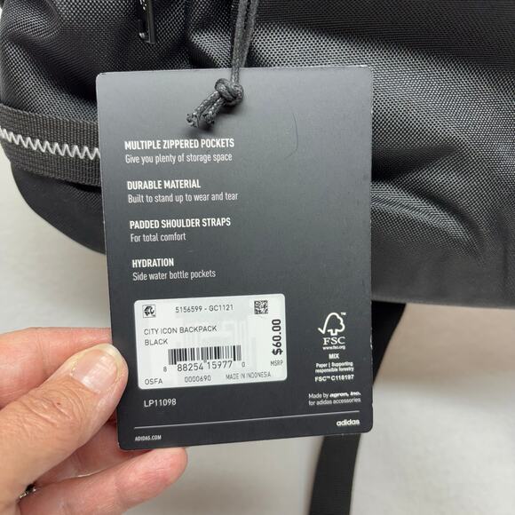 Adidas City Icon Backpack - Black - New With Tags - Picture 4 of 10